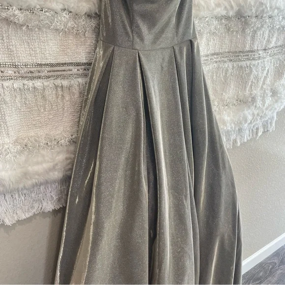 Betsy & Adam Womens Metallic Hi-Low Evening Dress - Picture 8 of 14